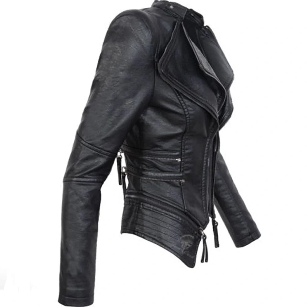 Elegant Black Leather Jacket - Picture 4 of 16
